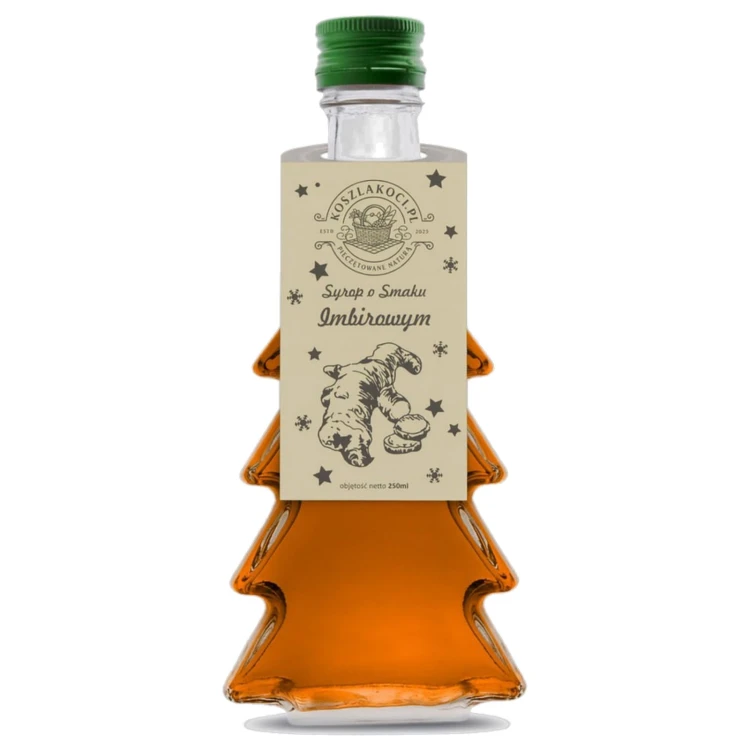 Syrop o smaku imbir – butelka choinka 250 ml, wzór gładka (składnik zestawu)