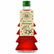 Syrop o smaku wiśnia – butelka choinka 250 ml, wzór Wesołych Świąt (składnik zestawu)