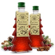 Syrop o smaku wiśniowym w szklanej butelce choince 250 ml w gwiazdki – dwie butelki białe tło