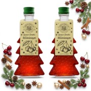 Syrop o smaku wiśniowym w szklanej butelce choince 250 ml w gwiazdki – dwie butelki ramka