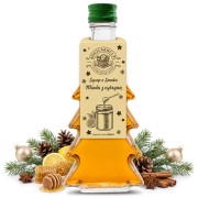 Syrop o smaku miodu z cytryną w gładkiej szklanej butelce choince 250 ml – zdjęcie produktowe dekoracje