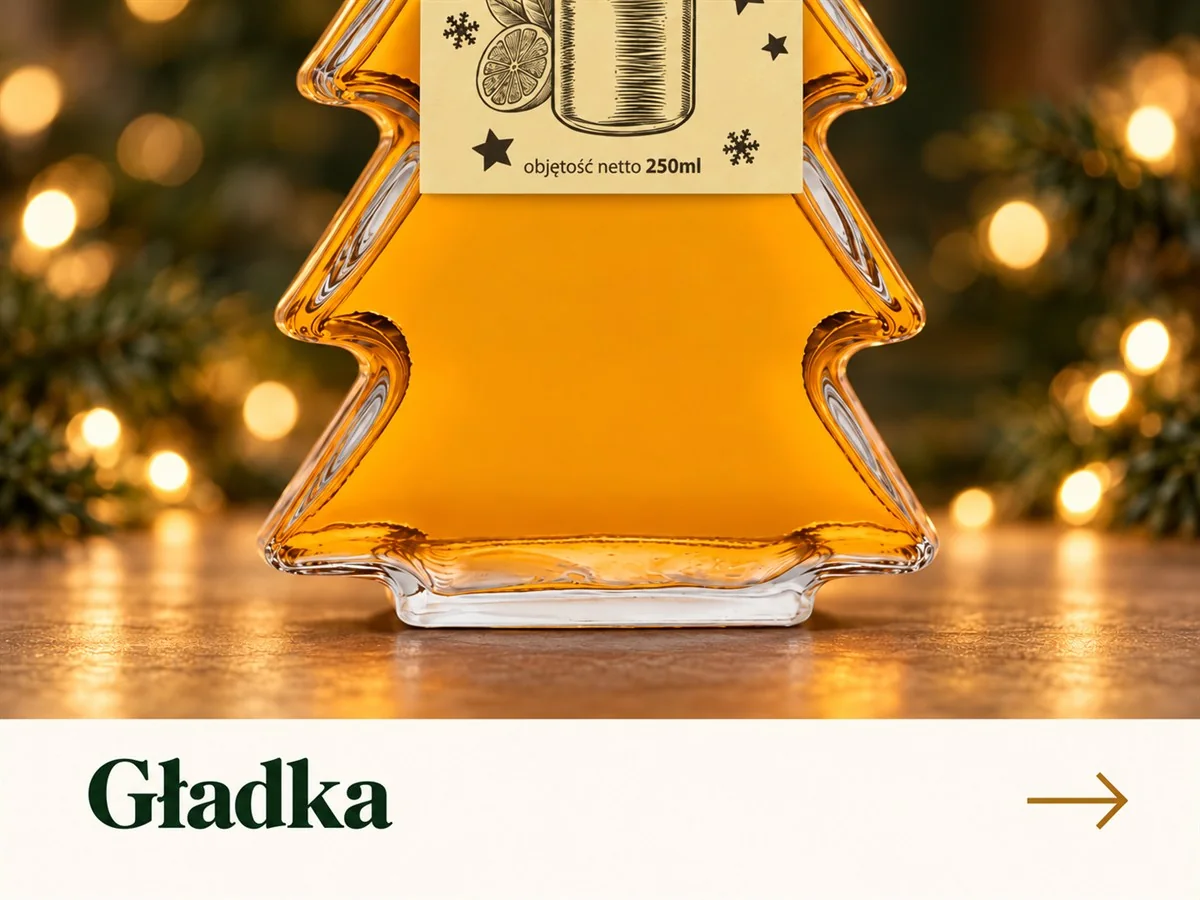 Gładka szklana butelka choinka 250 ml z syropem do herbaty