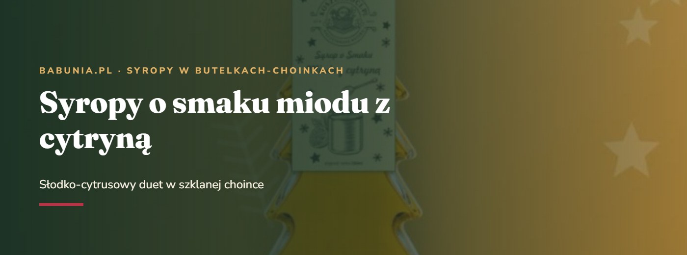 Syrop o smaku miodu z cytryną w szklanej butelce choince 250 ml