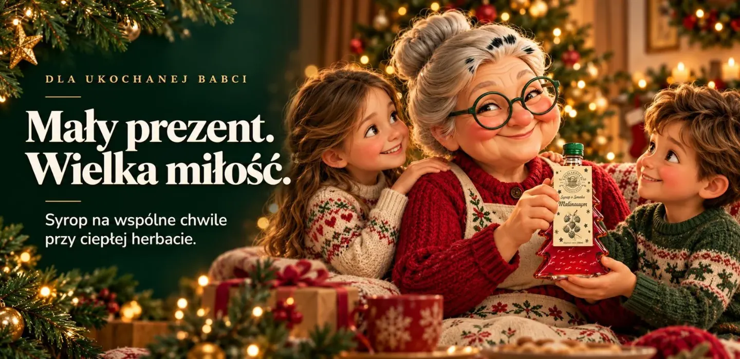 Prezent dla babci – syrop w szklanej butelce choince 250 ml